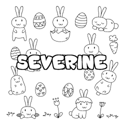 Coloring page first name SEVERINE - Easter background