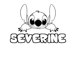 Coloring page first name SEVERINE - Stitch background
