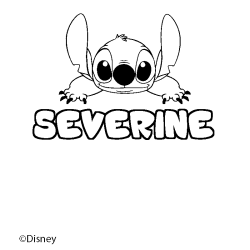 Coloring page first name SEVERINE - Stitch background