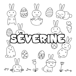 Coloring page first name SÉVERINE - Easter background