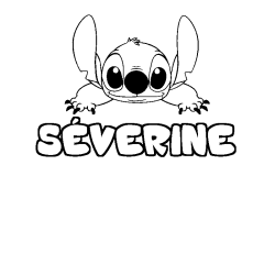 Coloring page first name SÉVERINE - Stitch background