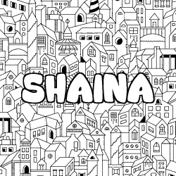 Coloring page first name SHAINA - City background