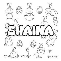 Coloring page first name SHAINA - Easter background