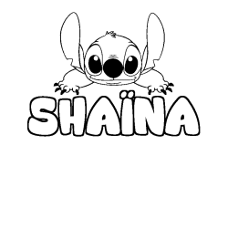 Coloring page first name SHAÏNA - Stitch background