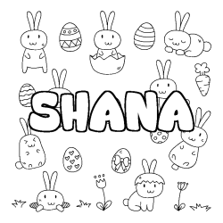Coloring page first name SHANA - Easter background