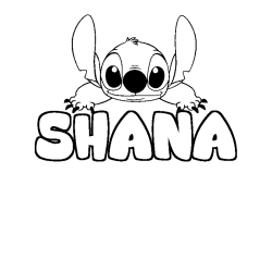 Coloring page first name SHANA - Stitch background