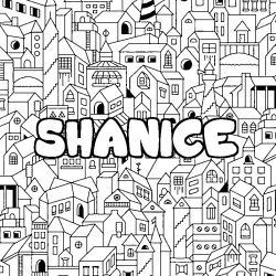 Coloring page first name SHANICE - City background