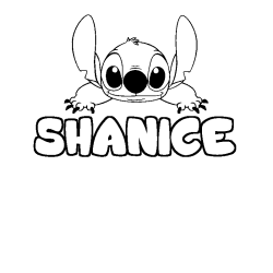 Coloring page first name SHANICE - Stitch background