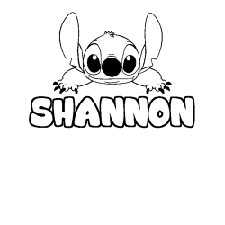 Coloring page first name SHANNON - Stitch background