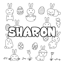 Coloring page first name SHARON - Easter background