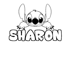 Coloring page first name SHARON - Stitch background