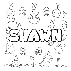 Coloring page first name SHAWN - Easter background