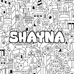 Coloring page first name SHAYNA - City background