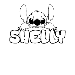 Coloring page first name SHELLY - Stitch background