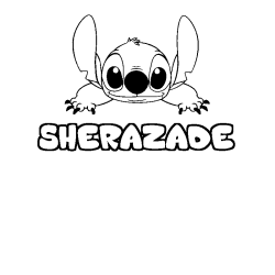 Coloring page first name SHERAZADE - Stitch background