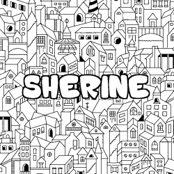 Coloring page first name SHERINE - City background