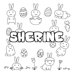 Coloring page first name SHERINE - Easter background