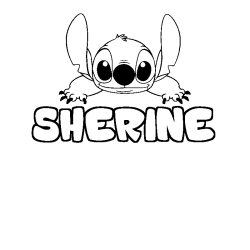 Coloring page first name SHERINE - Stitch background