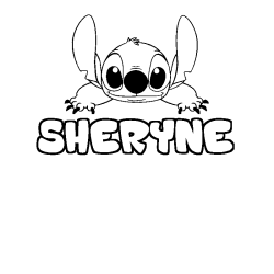 Coloring page first name SHERYNE - Stitch background