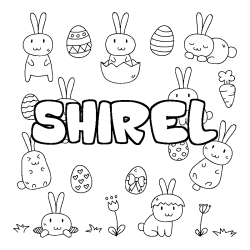 Coloring page first name SHIREL - Easter background