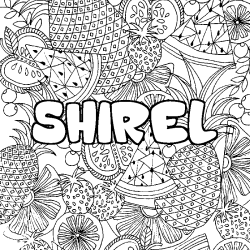 Coloring page first name SHIREL - Fruits mandala background