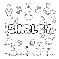 Coloring page first name SHIRLEY - Easter background