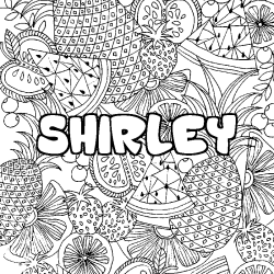 Coloring page first name SHIRLEY - Fruits mandala background