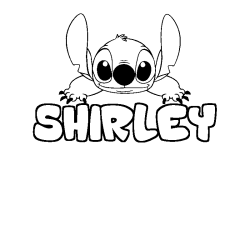 Coloring page first name SHIRLEY - Stitch background