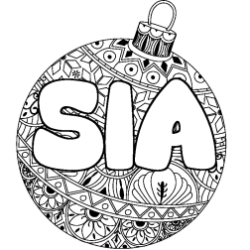 Coloring page first name SIA - Christmas tree bulb background