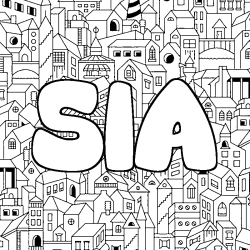 Coloring page first name SIA - City background