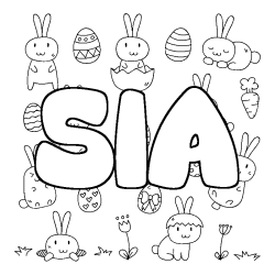 Coloring page first name SIA - Easter background