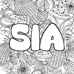 Coloring page first name SIA - Fruits mandala background