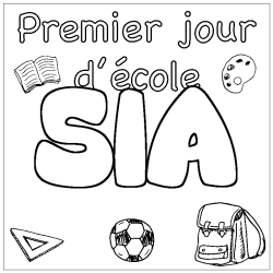Coloring page first name SIA - School First day background