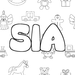 Coloring page first name SIA - Toys background