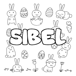 Coloring page first name SIBEL - Easter background