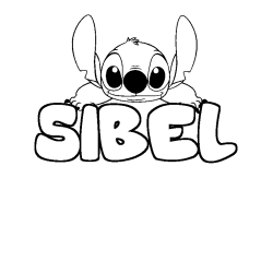 Coloring page first name SIBEL - Stitch background