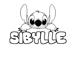 Coloring page first name SIBYLLE - Stitch background