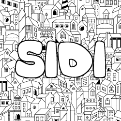 Coloring page first name SIDI - City background