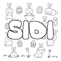 Coloring page first name SIDI - Easter background