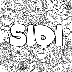 Coloring page first name SIDI - Fruits mandala background