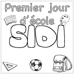 Coloring page first name SIDI - School First day background