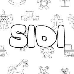 Coloring page first name SIDI - Toys background