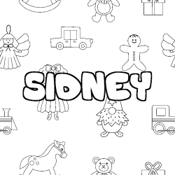 Coloring page first name SIDNEY - Toys background