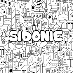 Coloring page first name SIDONIE - City background
