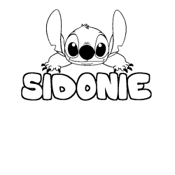 Coloring page first name SIDONIE - Stitch background
