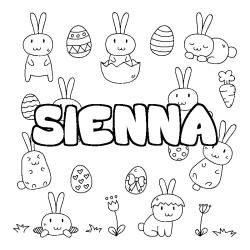 Coloring page first name SIENNA - Easter background
