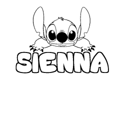 Coloring page first name SIENNA - Stitch background