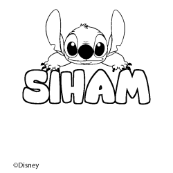 Coloring page first name SIHAM - Stitch background