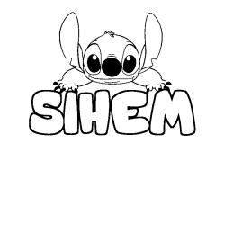 Coloring page first name SIHEM - Stitch background