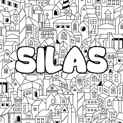 Coloring page first name SILAS - City background
